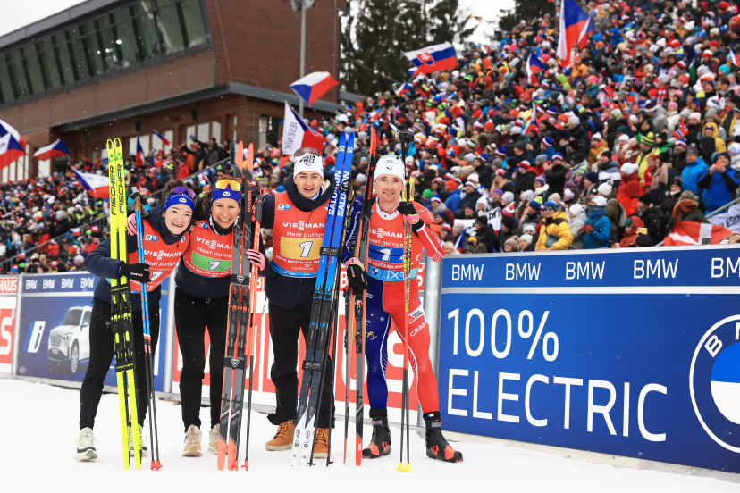 France biathlon team won mixed relay in Nove Mesto na Morave